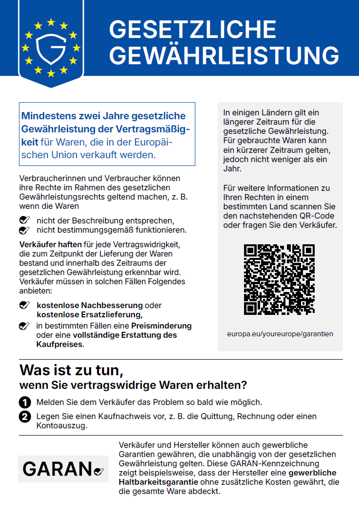 Harmonisierte EU-Mitteilung über das gesetzliche Gewährleistungsrecht