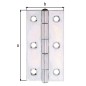 Preview: Alberts Scharnier, Schmal: Stahl roh, sendzimirverzinkt, mit vernietetem Edelstahlstift 70x35,4x1mm 345402