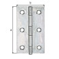 Preview: Alberts Scharnier, Schmal: Stahl roh, sendzimirverzinkt, mit vernietetem Edelstahlstift 80x41x1,2mm 345419