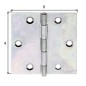 Preview: Alberts Scharnier, Quadratisch: Stahl roh, sendzimirverzinkt, mit vernietetem Edelstahlstift 60x60x1mm 345990