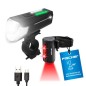 Preview: Fischer Akku-USB-LED Beleuchtungsset 80Lux inkl. Rücklicht Twin Bodenbeleuchtung 50635