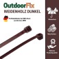 Preview: OutdoorFix Kabelbinder 150 x 3,5 mm, 50 Stk, Weidenholz dunkel, Wetterfest, UV-beständig, 22576