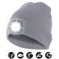 Preview: Velamp Unisex Haube mit LED-Frontleuchte, 100 Lumen, wiederaufladbar, Grau, 50CAP01
