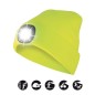 Preview: Velamp Unisex Haube mit LED-Frontleuchte, 100 Lumen, wiederaufladbar, Neongelb, 50CAP07