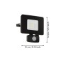 Preview: EGLO LED Außenwandleuchte IP44 Sensor schwarz Faedo 3, mit Sensor, 97461