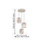 Preview: EGLO Pendellampe Romazzina, 3-flammige Pendelleuchte, E27, Ø46cm, beige, Metall, 900687