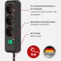 Preview: Brennenstuhl Eco-Line, Steckdosenleiste 3-fach mit erhöhtem Berührungsschutz, Schalter und 5m Kabel schwarz, 1152900