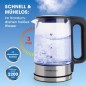 Preview: GOURMETmaxx Glas-Wasserkocher 1,7 Liter mit integrierter Beleuchtung, Edelstahl / Glas, 12053