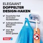 Preview: tesa ELEGAANT Design-Haken doppelt, Metall, verchromt, inkl. Klebelösung, 40435-00000-00