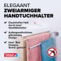 Preview: tesa ELEGAANT Handtuchhalter, 2-armig, Metall, verchromt, Klebelösung, 40432-00000-00
