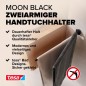 Preview: tesa MOON BLACK Handtuchhalter 2-armig, schwarz matt, inkl. Klebelösung, 84 mm x 50 mm x 456 mm, 40562-00000-00