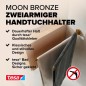 Preview: tesa MOON Bronze Zweiarmiger Handtuchhalter, selbstklebend, Metall PVD-beschichtet, 40602-00000-00