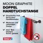 Preview: tesa MOON Graphite Doppelter Handtuchhalter, selbstklebend, Metall PVD beschichtet, 49mm x 640mm x 115mm, 40595-00000-00