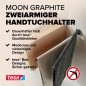 Preview: tesa MOON Graphite Zweiarmiger Handtuchhalter, selbstklebend, Metall PVD beschichtet, 40592-00000-00