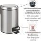 Preview: WENKO Kosmetik Treteimer Leman Easy Close, Edelstahl, 3 Liter mit herausnehmbarem Einsatz, 22702100