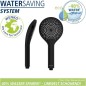 Preview: WENKO Wasserspar Duschkopf Watersaving, Handbrause mit Wasserspar-System, 3 Strahlarten, Ø 12 cm, ABS, Schwarz matt 24925100