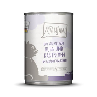 MjAMjAM DUO von saftigem Hühnchen & Kaninchen an gedämpftem Kürbis, 400g, 11347