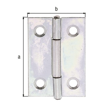 Alberts Scharnier, Schmal: Stahl roh, sendzimirverzinkt, mit vernietetem Edelstahlstift 38x26x0,75mm 345372