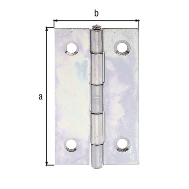 Alberts Scharnier, Schmal: Stahl roh, sendzimirverzinkt, mit vernietetem Edelstahlstift 51x30x0,75mm 345389