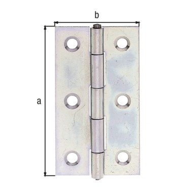 Alberts Scharnier, Schmal: Stahl roh, sendzimirverzinkt, mit vernietetem Edelstahlstift 64x34x1mm 345396