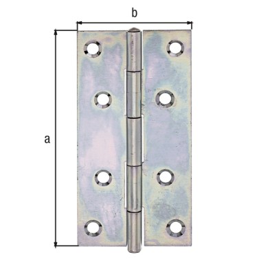 Alberts Scharnier, Schmal: Stahl roh, sendzimirverzinkt, mit vernietetem Edelstahlstift 100x52x1,25mm 345426