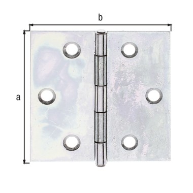 Alberts Scharnier, Quadratisch: Stahl roh, sendzimirverzinkt, mit vernietetem Edelstahlstift 51x51,2x0,75mm 345983