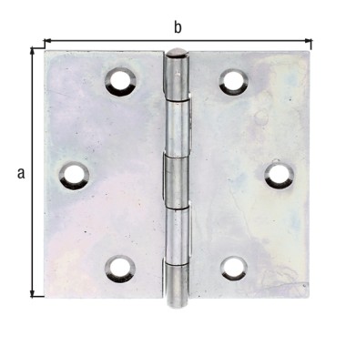 Alberts Scharnier, Quadratisch: Stahl roh, sendzimirverzinkt, mit vernietetem Edelstahlstift 60x60x1mm 345990