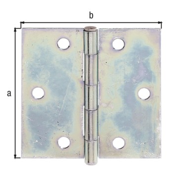 Alberts Scharnier, Quadratisch: Stahl roh, sendzimirverzinkt, mit vernietetem Edelstahlstift 80x80x1mm 346010