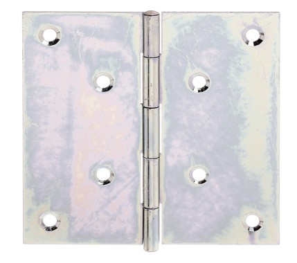 Alberts Scharnier, Quadratisch: Stahl roh, sendzimirverzinkt, mit vernietetem Edelstahlstift 100x100x1,2mm 346027
