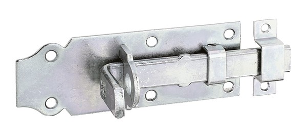 Alberts Schlossriegel mit flachem Griff: Stahl roh, galvanisch verzinkt, Dickschichtschutz, Ausführung: gerade, mit befestigter Schlaufe 116750