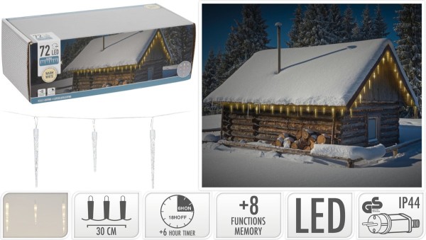 Eiszapfen Lichterkette mit 72 LEDs, warmweiß, AX8103120