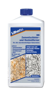 Lithofin MN Zementschleier- und Rostentferner, Reiniger für säurefeste Natursteine, 1 Liter, 162-11