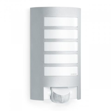 Steinel Außenleuchte L 12 S silber, 180° Bewegungsmelder, Dämmerungssensor, Alu-Blende, E27, 6579