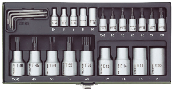 PROXXON Stecknusskassette 1/4+1/2 24-tlg., 23102