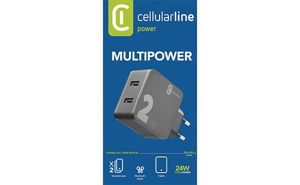 Cellularline Reiselader MULTIPOWER 24W 2x USB Type-A ACHUSB224WK