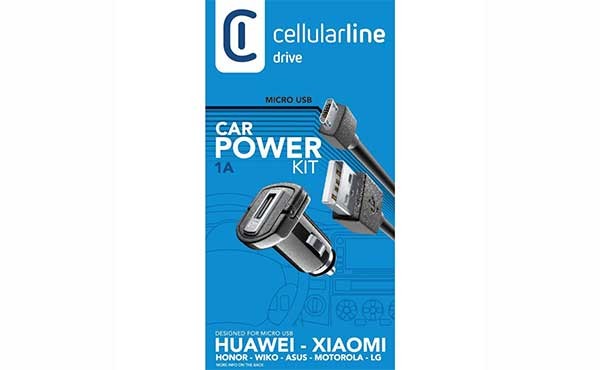 Cellularline KFZ-Lader-Set 1A USB Type-A inkl. Kabel für Huawei, Xiaomi, etc. Micro-USB CBRUSBCCMICROUSB