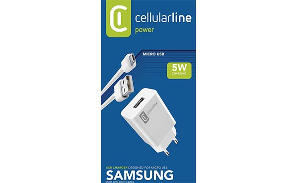 Cellularline Reiselader-Set 5W USB Type-A Inkl. Kabel für Samsung Micro-USB ACHSMKIT5WMUSBW