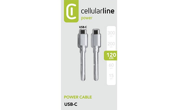 Cellularline Lade- und Datenkabel 120cm USB Type-C auf USB Type-C USBDATACUSBC-CW