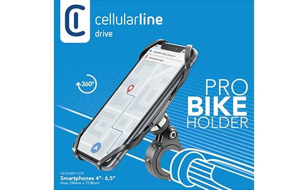 Cellularline Fahrradhalterung PRO BIKE HOLDER für Smartphones zwischen 4 und 6,5 Zoll BIKEHOLDERPROK