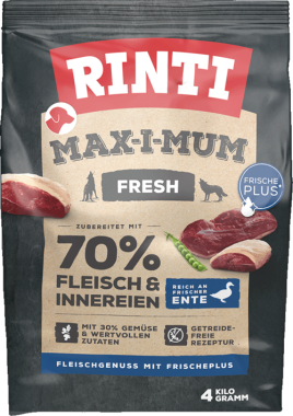 RINTI MAX-I-MUM Trockenfutter Ente, für ausgewachsene Hunde, 4 kg, 181103