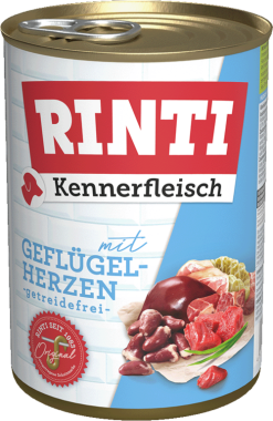 RINTI Kennerfleisch Nassfutter mit Geflügelherzen, 800g, 105138