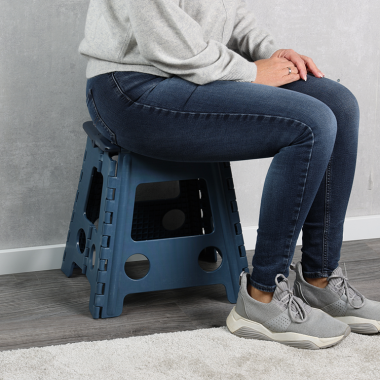 Preview: Kesper Sitzhocker faltbar, 31 x 22 x 39 cm, Blau, belastbar bis 110 kg, 70830