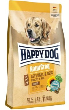 Happy Dog NaturCroq Geflügel Pur & Reis, Trockenfutter für ausgewachsene Hunde, 4 kg, 170993