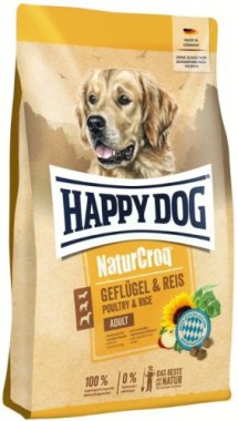 Happy Dog NaturCroq Geflügel Pur & Reis, Trockenfutter für ausgewachsene Hunde, 1 kg, 170994
