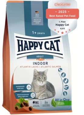 Happy Cat  Indoor Adult Atlantik Lachs, Trockenfutter für Wohnungskatzen, 300 g, 171158