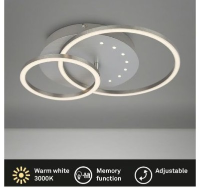 Preview: BRILONER LED Deckenleuchte, 40 cm, Memory, 26W, 2550lm, Aluminium, 3773019