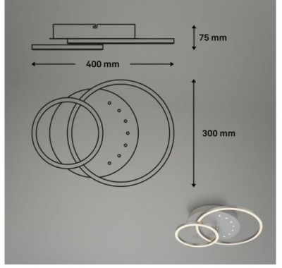 BRILONER LED Deckenleuchte, 40 cm, Memory, 26W, 2550lm, Aluminium, 3773019