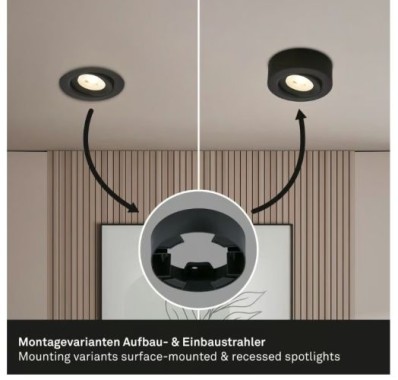BRILONER - 2 in 1 LED Aufbauspot und Einbaustrahler schwenkbar, warmweißes Licht, 5W, 230V, 7991015