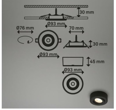 BRILONER - 2 in 1 LED Aufbauspot und Einbaustrahler schwenkbar, warmweißes Licht, 5W, 230V, 7991015