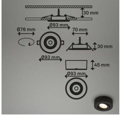 BRILONER - 2 in 1 LED Aufbauspot und Einbaustrahler schwenkbar, Ø90mm, warmweißes Licht, 230V, 7990015